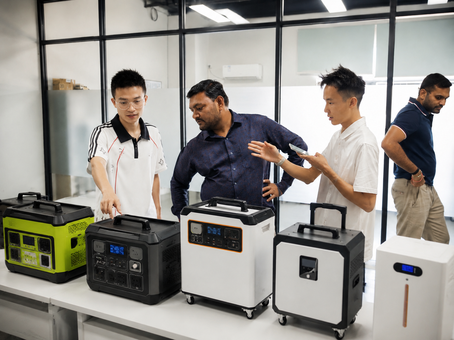 Overseas clients visit Yanjin Solar Energy Storage Factory for OEM/ODM customization of home energy storage systems.